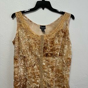 NY Collection 90’s Corset Lace Women's Tan Sleeveless Top